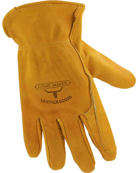 Cody James Men's Gold Grain Cowhide Work Gloves, Camel, hi-res