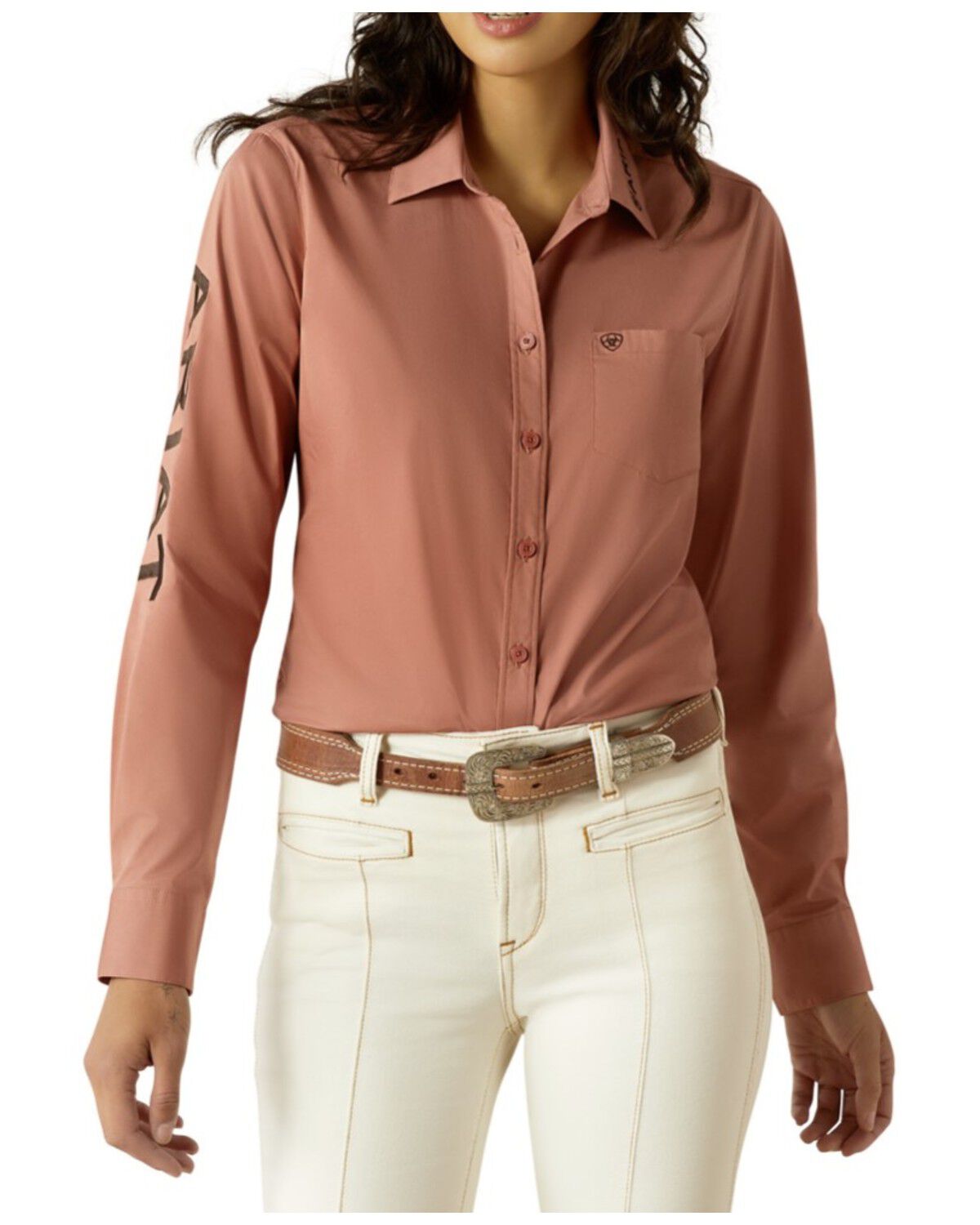 Image #1 - Ariat Women's Team Kirby Long Sleeve Button-Down Western Shirt - Plus, Blush, hi-res