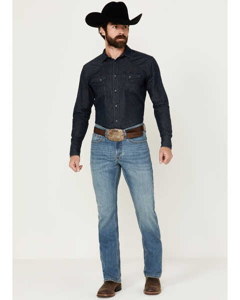 Cody James Men's Roughstock Medium Wash Slim Straight Rigid Denim Jeans , Blue, hi-res