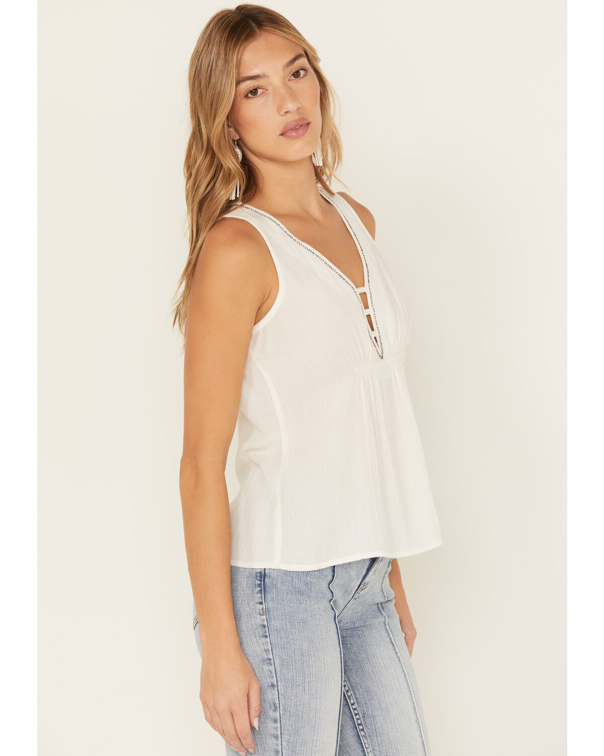 Image #2 - Idyllwind Women's Rowan Beaded Embellished Tank Top, White, hi-res