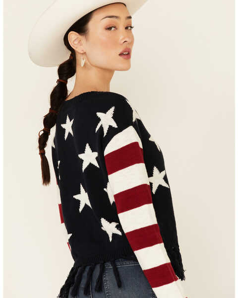 Image #5 - Shyanne Women's Navy Stars Fringe Sweater , , hi-res