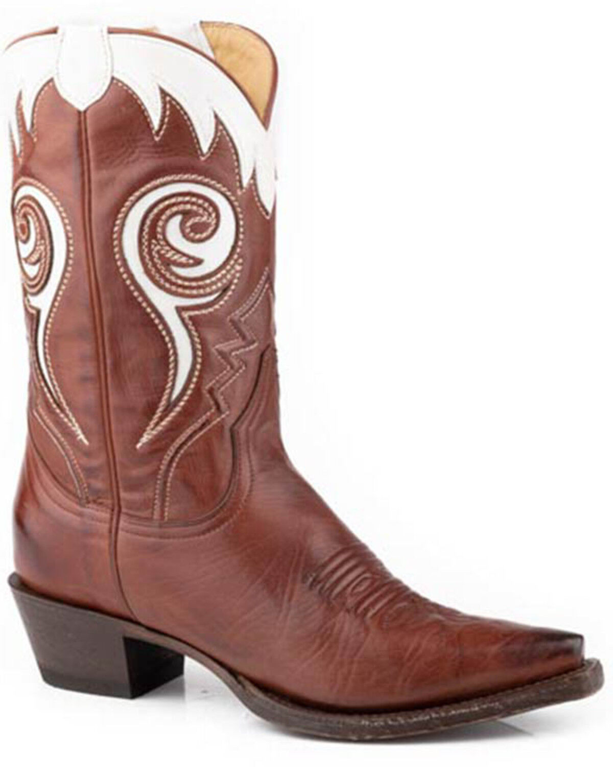 Image #1 - Stetson Women's Mavis Inlay Short Western Boots - Snip Toe, Brown, hi-res
