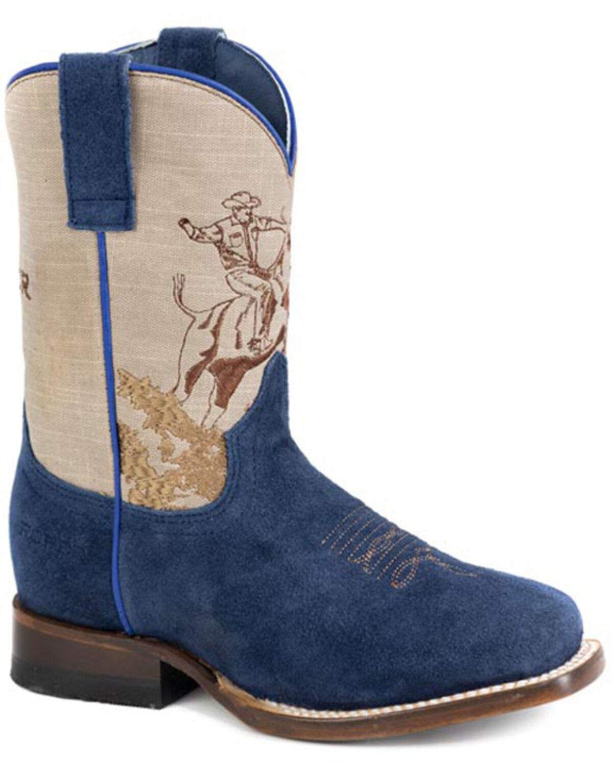 Image #1 - Roper Little Boys' Bullrider Western Boots - Broad Square Toe, Blue, hi-res