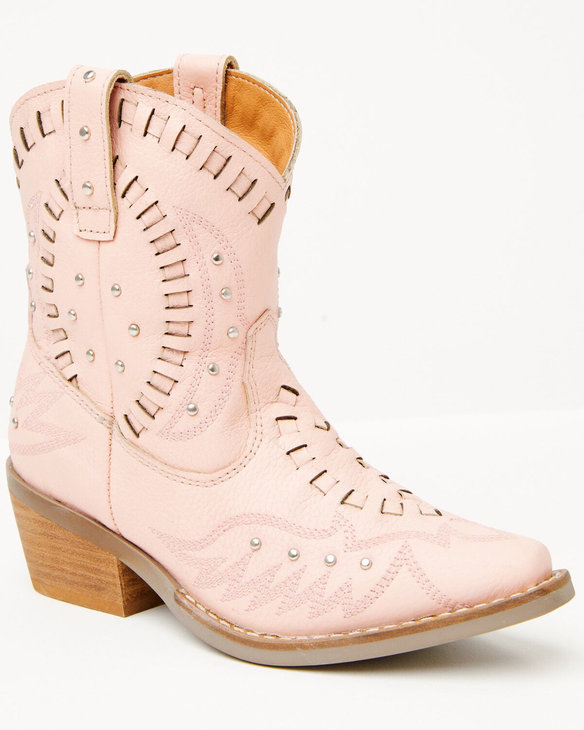 Dingo Girls' Lace Precious Studded Western Boots - Snip Toe, Pink, hi-res