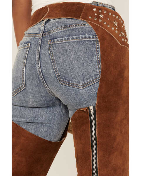 Image #4 - Understated Leather Women's Studded Suede Paris Texas Chaps, Tan, hi-res