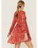 Image #3 - Beyond The Radar Women's Red Long Sleeve Knit Mini Dress, Red, hi-res