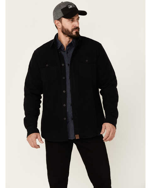 Dakota Grizzly Men's Solid Major Long Sleeve Button Down Western Flannel Shirt , Black, hi-res