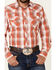 Image #3 - Wrangler Men's Orange Plaid Long Sleeve Fashion Snap Western Shirt , , hi-res