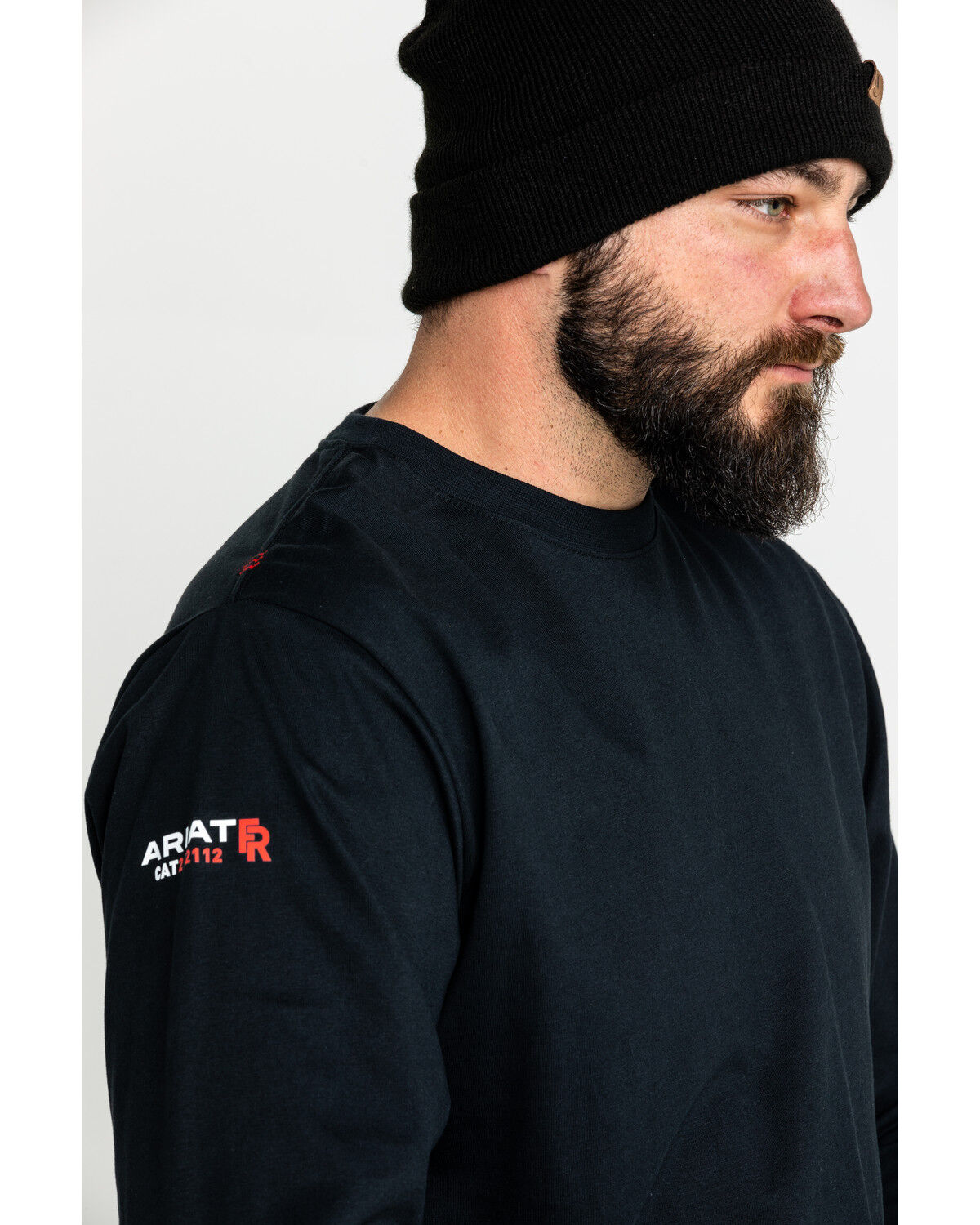 Image #4 - Ariat Men's FR Roughneck Skull Logo Crew Long Sleeve Work T-Shirt - Big, Black, hi-res