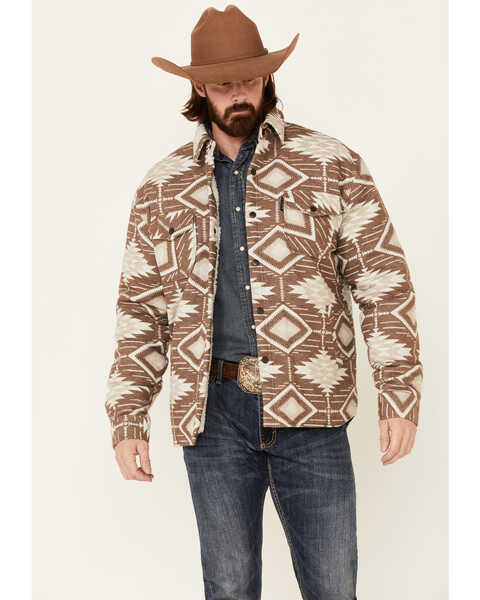 Outback Trading Co. Brown Ronan Southwestern Print Snap-Front Jacket , Brown, hi-res