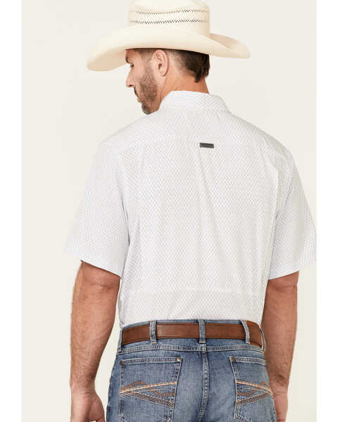 Image #4 - Panhandle Men's Performance Geo Print Short Sleeve Button Down Western Shirt , White, hi-res