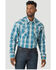 Image #1 - Wrangler 20X Men's FR Plaid Print Long Sleeve Snap Western Work Shirt, Aqua, hi-res