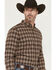 Image #2 - Cody James Men's Whiskey Ranch Plaid Print Long Sleeve Button-Down Stretch Western Shirt, Brown, hi-res