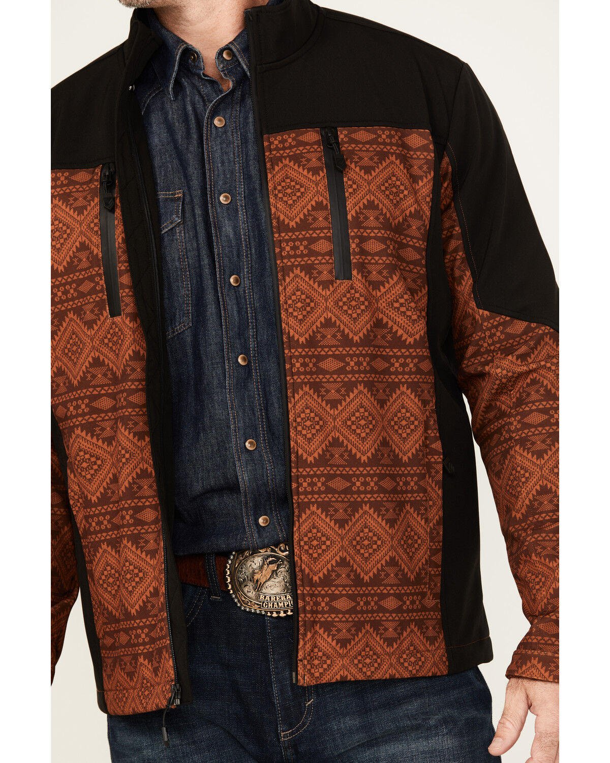 Image #3 - RANK 45® Men's Pine Tree Southwestern Print Softshell Jacket, Brown, hi-res