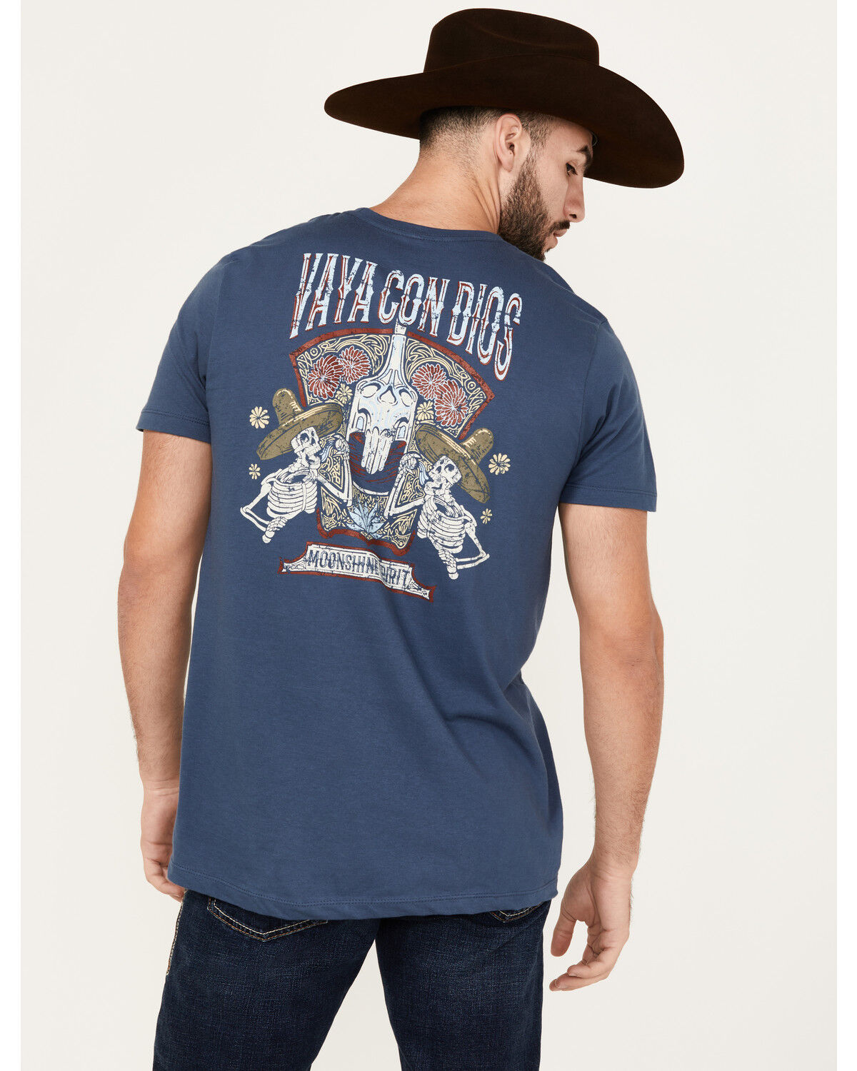 Image #1 - Moonshine Spirit Men's Vaya Con DIos Short Sleeve Graphic T-Shirt, Blue, hi-res
