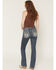 Image #1 - Miss Me Women's Medium Wash Mid Rise Wing Pocket 32" Bootcut Stretch Denim Jeans, Medium Wash, hi-res