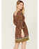Image #4 - Angie Women's Floral Print Long Sleeve Mini Dress, Red, hi-res