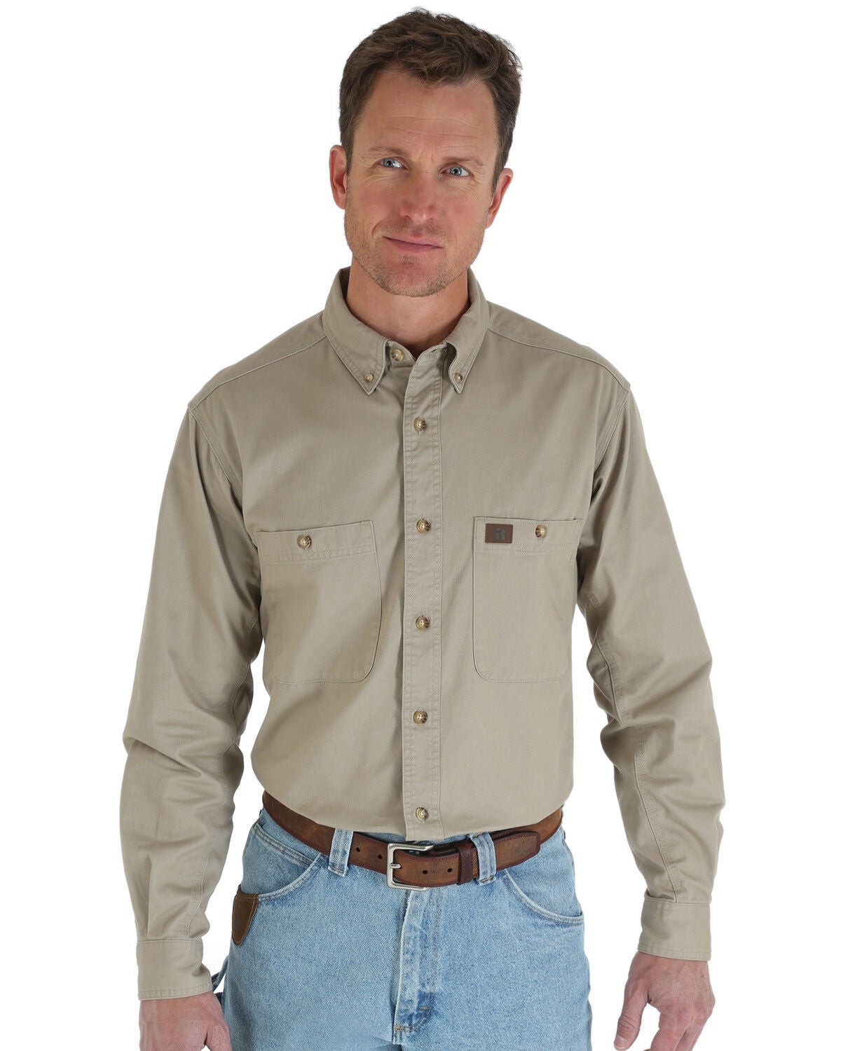 Image #1 - Wrangler Riggs Twill Work Shirt, Khaki, hi-res