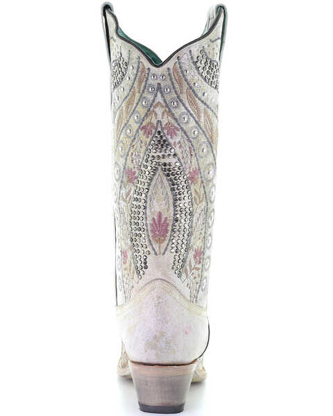 Image #4 - Corral Women's Crystal Floral Embroidery Western Boots - Snip Toe, , hi-res