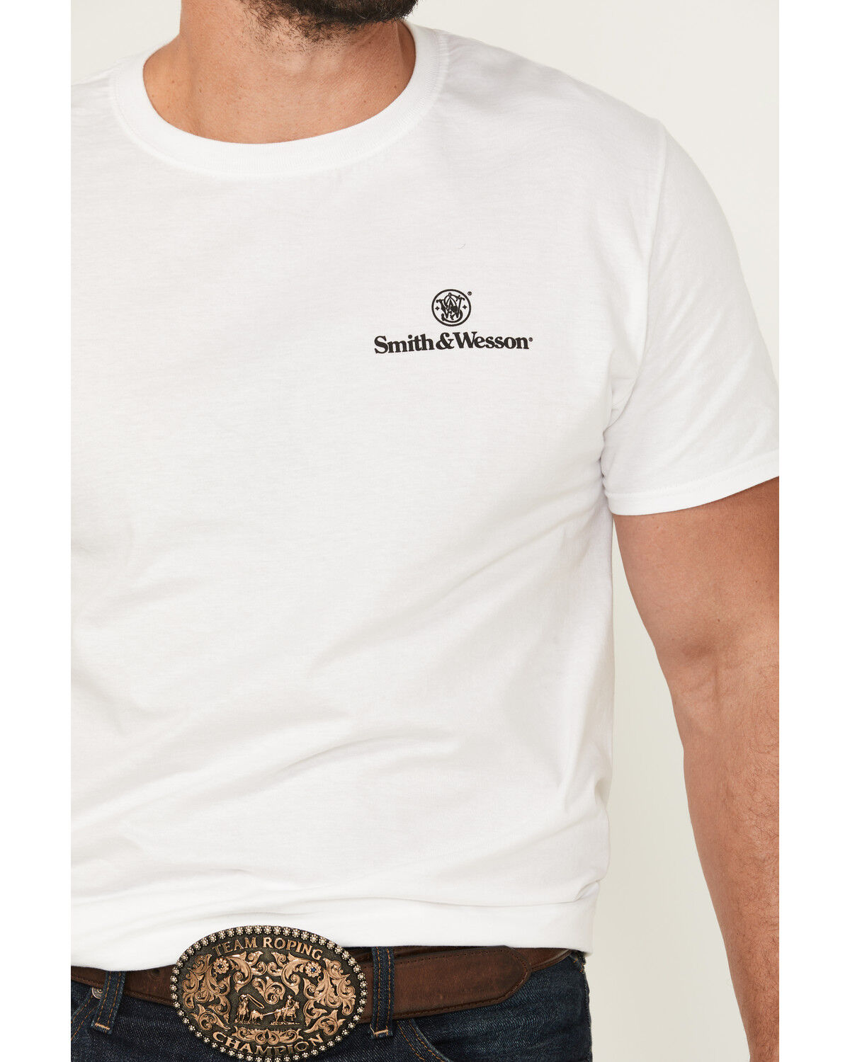 Image #4 - Smith & Wesson Men's Freedom Bull Skull Short Sleeve Graphic T-Shirt, White, hi-res