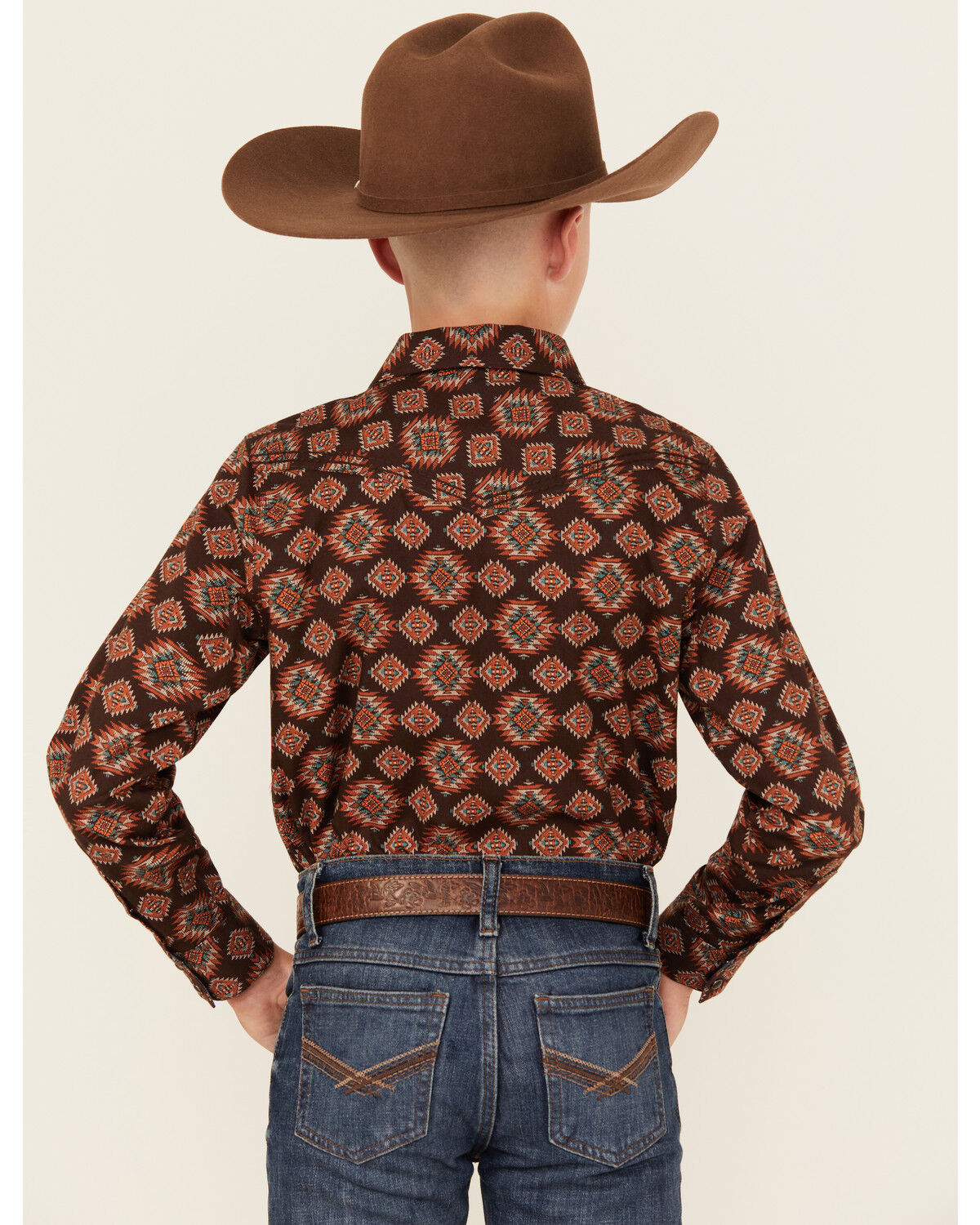 Image #4 - Cody James Boys' Bite The Bullet Southwestern Print Snap Western Shirt, Brown, hi-res