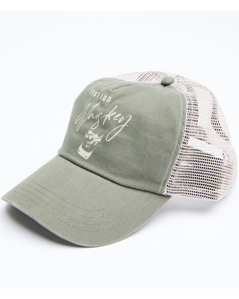 Shyanne Women's Just Add Whiskey Mesh Cap , Olive, hi-res