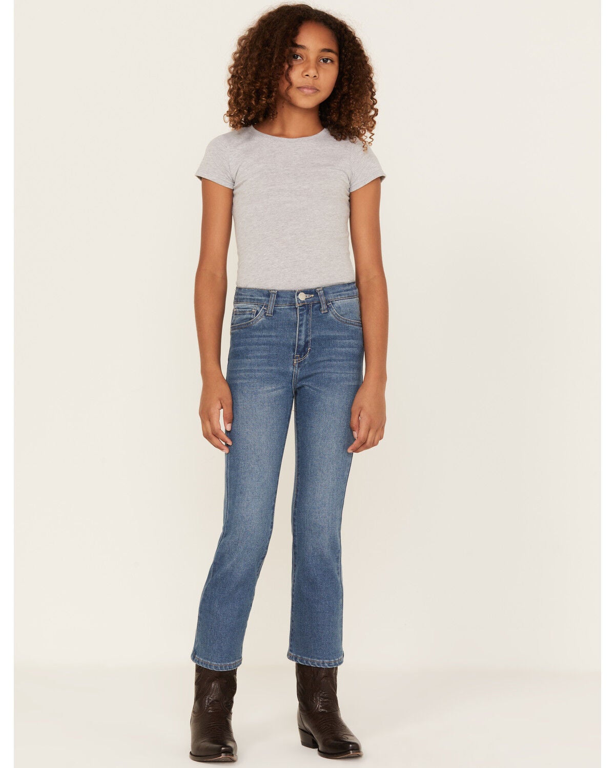 Levi's Girls' Dark Wash High Rise Cropped Flare Jeans, Blue, hi-res