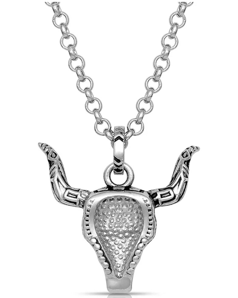 Montana Silversmiths Women's Sky Touched Steer Head Necklace, Silver, hi-res