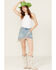 Image #1 - BLANKNYC Women's Medium Wash Denim Faux Wrap Embroidered Fringe Mini Skirt , , hi-res