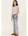 Grace in LA Girls' Light Wash Mid Rise Lace & Embroidered Bootcut Jeans, Blue, hi-res