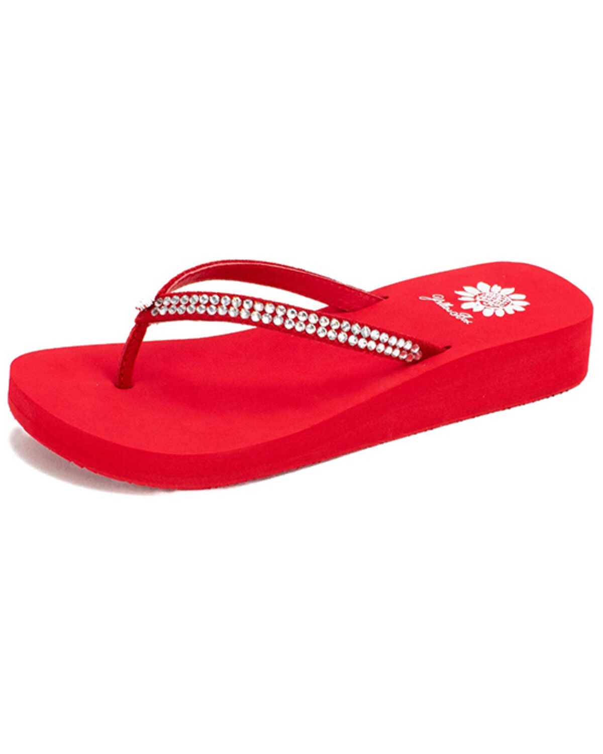 Image #1 - Yellow Box Women's Jello Rhinestone Sandals, Red, hi-res