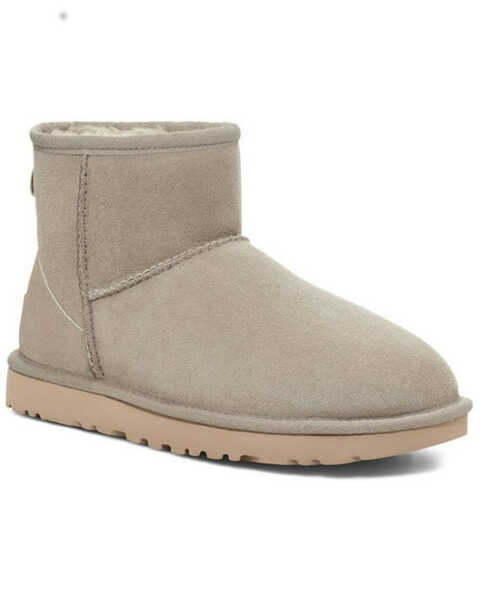 UGG Women's Classic Mini II Lined Short Suede Boots - Round Toe, Light Grey, hi-res
