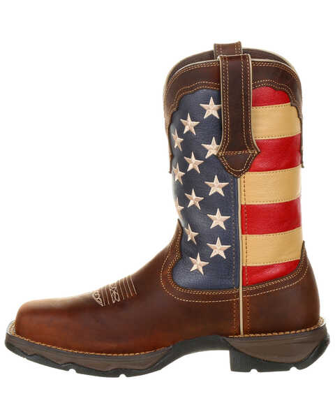 Durango Women's Lady Rebel Patriotic Flag Work Boots - Steel Toe, Brown, hi-res