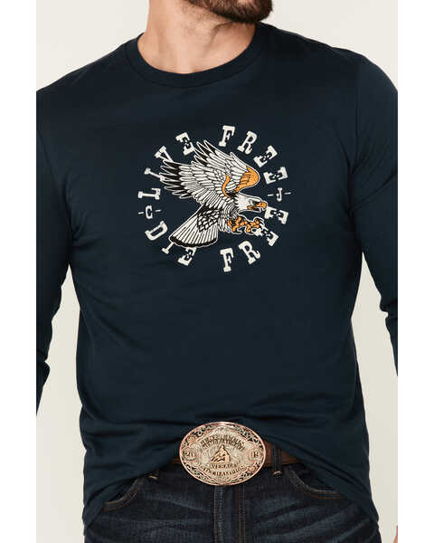 Cody James Men's Navy Die Free Eagle Graphic Long Sleeve T-Shirt , Navy, hi-res