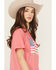 Image #2 - Blended Women's Flag Embroidered Short Sleeve Tee, Red, hi-res