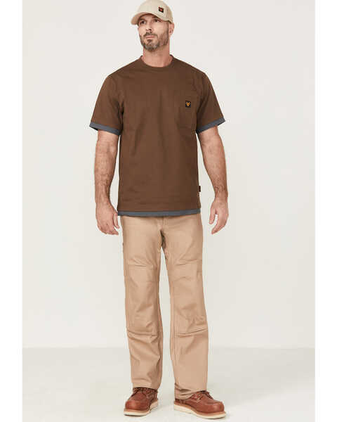 Image #2 - Hawx Men's Layered Work Pocket T-Shirt , Dark Brown, hi-res