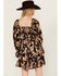 Image #4 - Angie Women's Floral Print Ruffle Dress, Black, hi-res