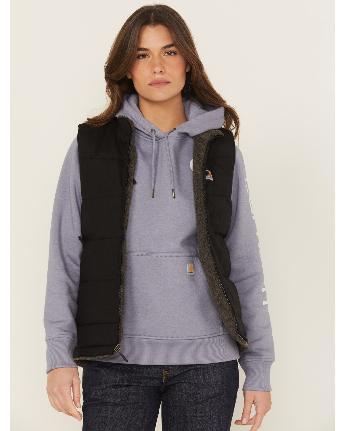 Image #1 - Carhartt Women's Montana Reversible Relaxed Fit Insulated Work Vest, Black, hi-res