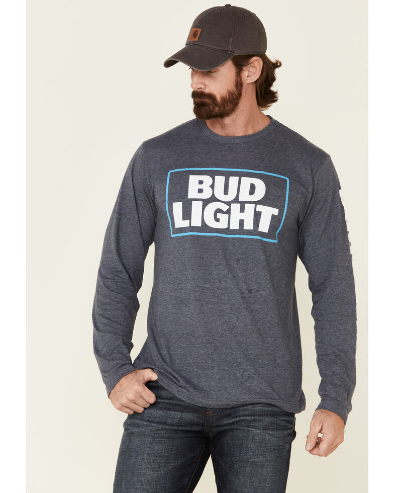 Brew City Beer Gear Men's Bud Light Logo Graphic Long Sleeve T-Shirt , Navy, hi-res