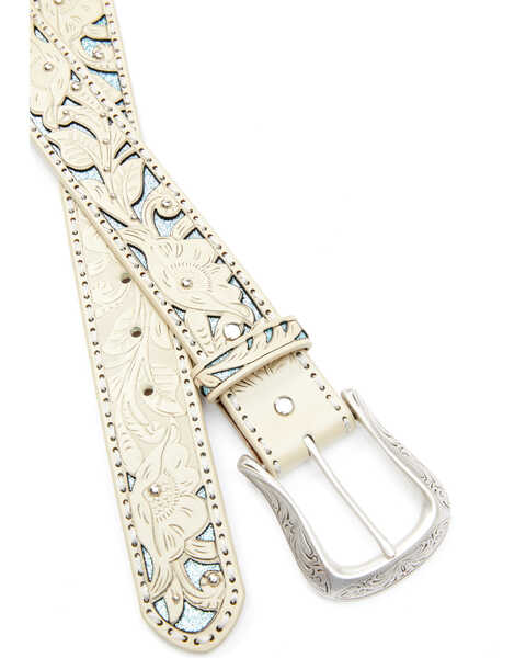 Image #2 - Shyanne Women's Off White Cut-Out Turquoise Glitter Underlay Belt, , hi-res