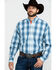 Resistol Men's Heitmiller Ombre Large Plaid Long Sleeve Western Shirt , Blue, hi-res