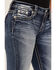 Image #4 - Miss Me Women's Dark Wash Mid-Rise Embroidered Bootcut Stretch Denim Jeans, Blue, hi-res
