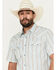 Image #2 - Moonshine Spirit Men's Hula Girl Floral Striped Print Short Sleeve Snap Western Shirt, White, hi-res
