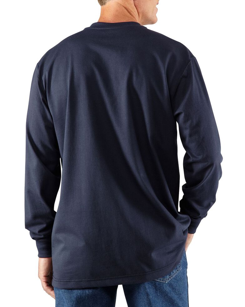 Carhartt Men's FR Solid Long Sleeve Work Henley Shirt - Big & Tall, Navy, hi-res