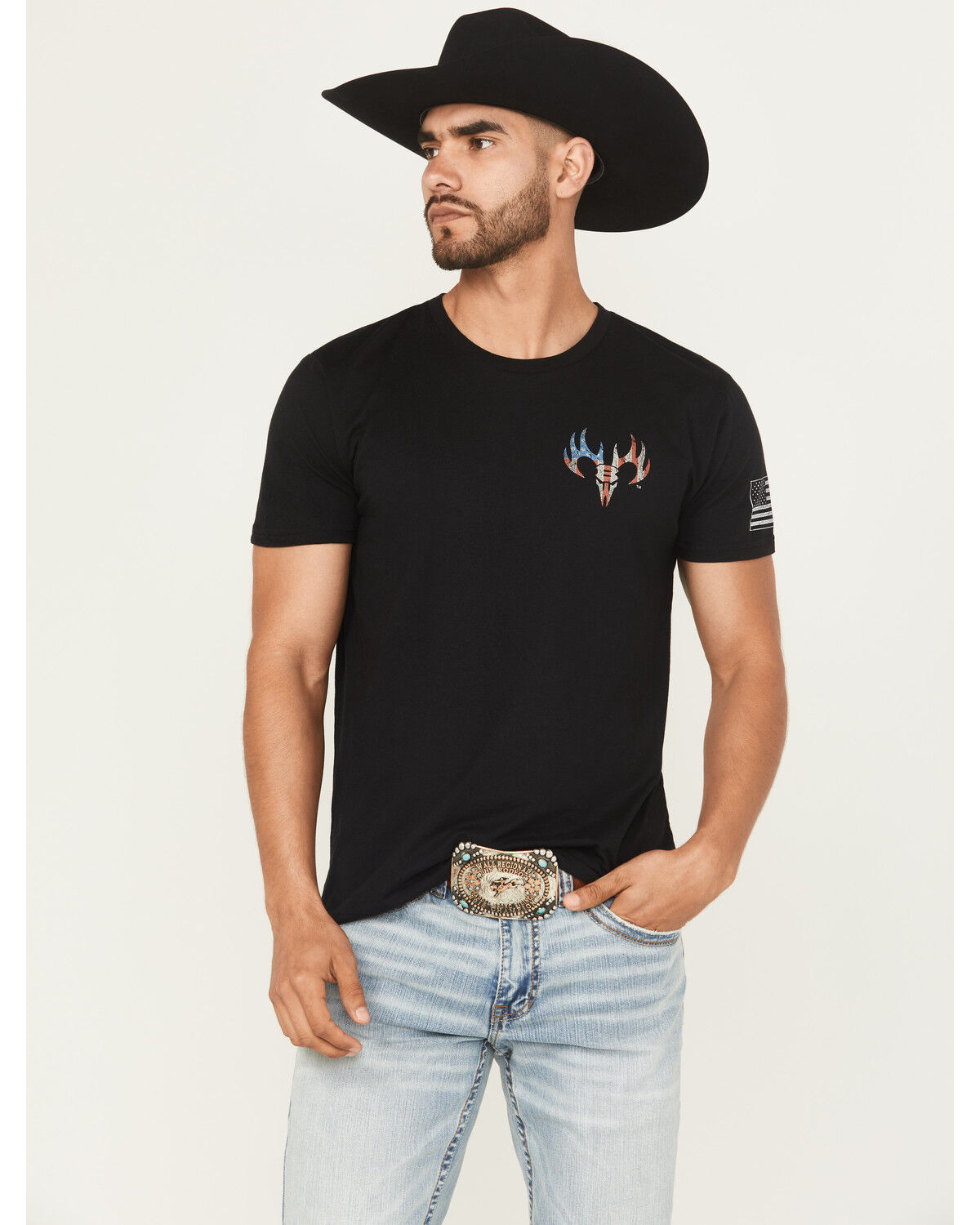 Image #3 - Buckwear Men's Bull Horns Short Sleeve Graphic, Black, hi-res