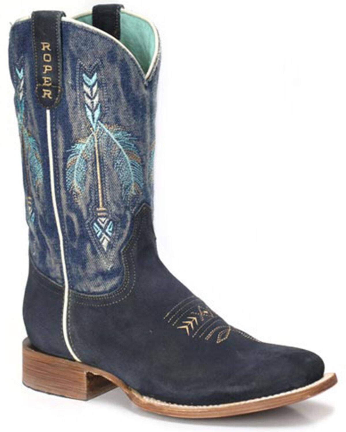 Image #1 - Roper Women's Arrowhead Western Boots - Broad Square Toe, Blue, hi-res