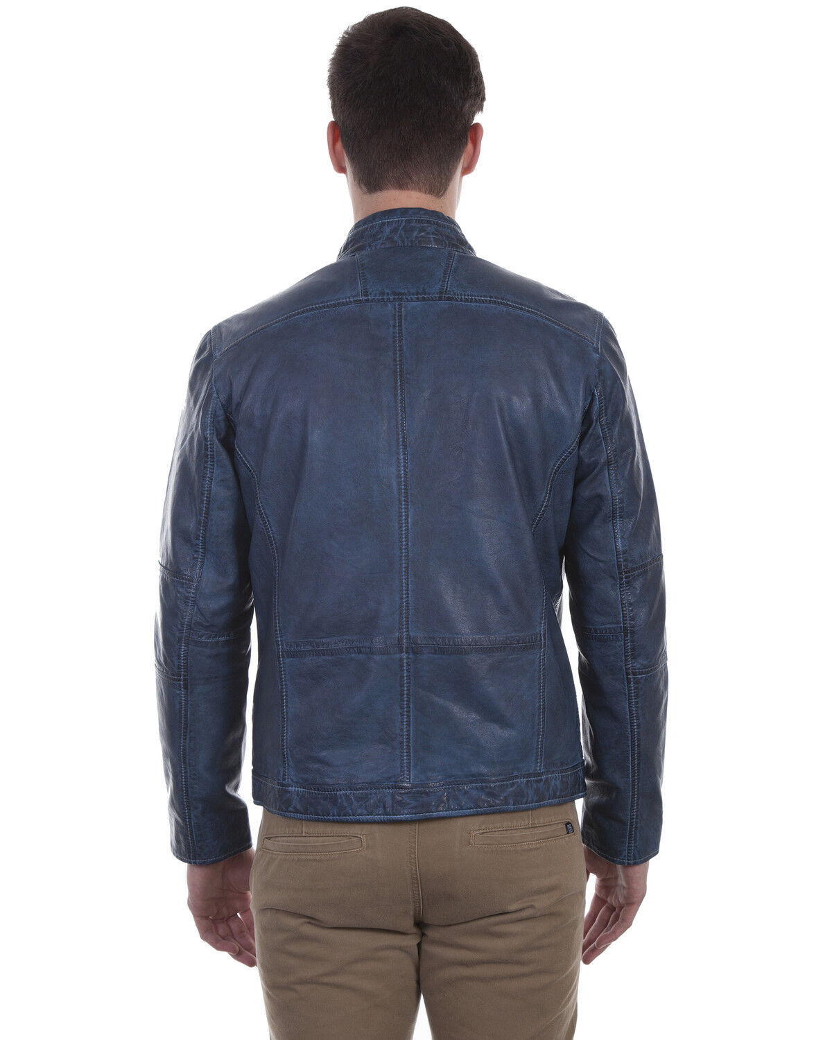 Image #2 - Scully Men's Denim Leather Jacket, Indigo, hi-res