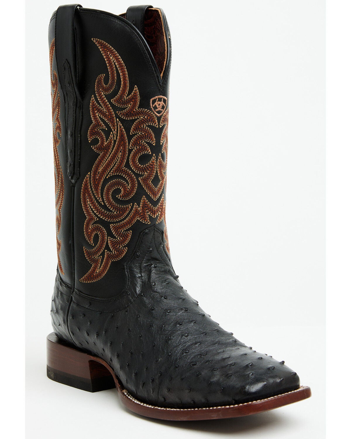 Image #1 - Ariat Men's Exotic Full Quill Ostrich Classic Cash Western Boots - Broad Square Toe, Black, hi-res