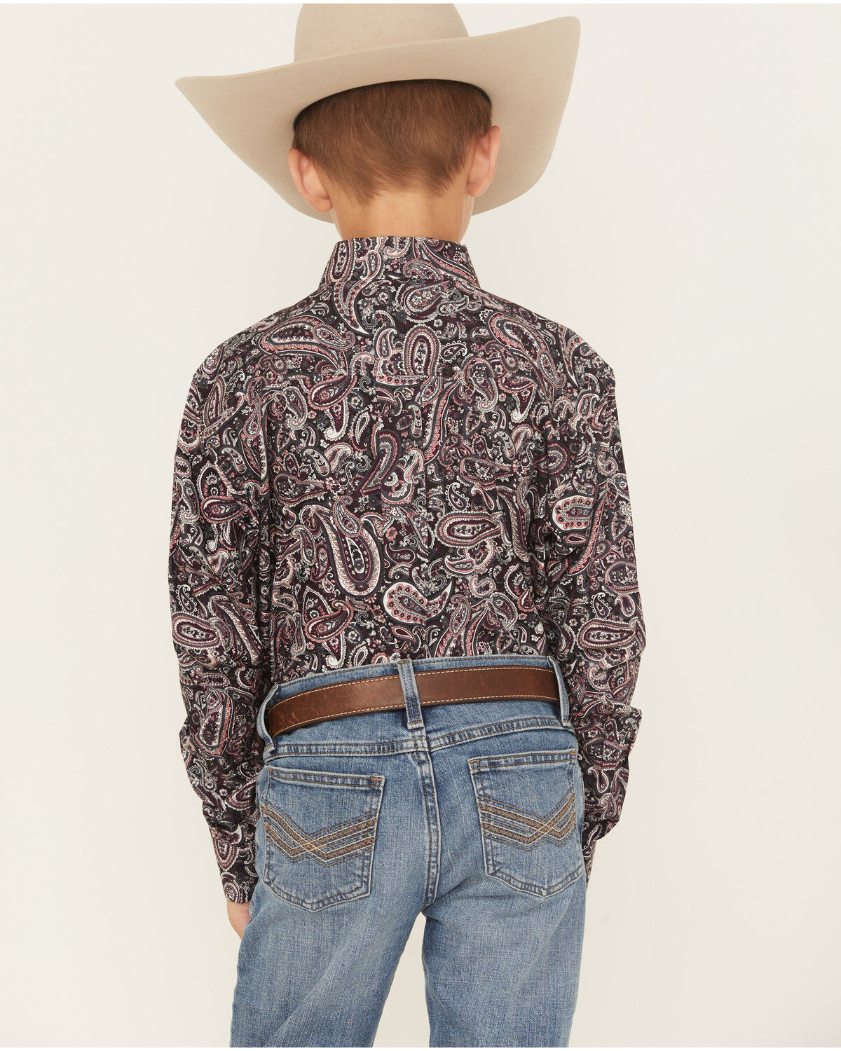 Image #4 - Cinch Boys' Paisley Print Long Sleeve Button-Down Western Shirt, Purple, hi-res