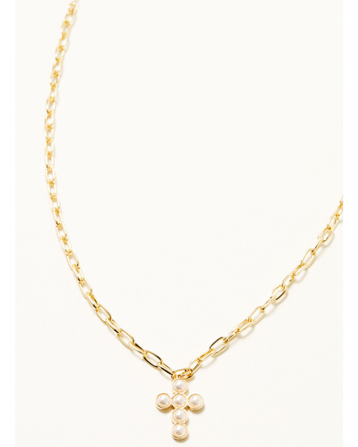 Image #1 - Shyanne Women's 14K Gold Plated Pearl Cross Pendant Necklace, Gold, hi-res
